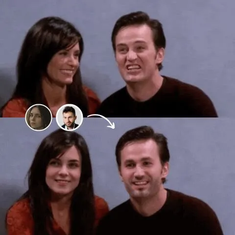 Sample multiple video face swap before-and-after preview